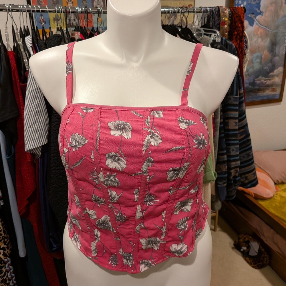 Torrid Floral Pink Women's Corset Style Top - 00 (10)